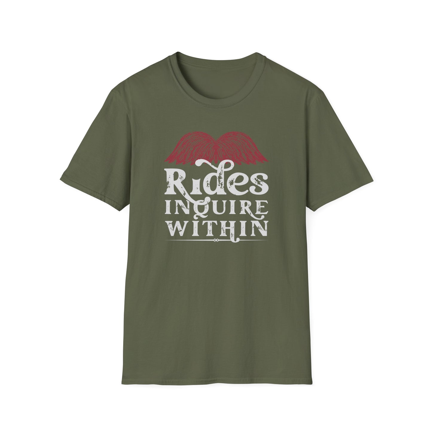 Mustache Rides - Inquire Within Cotton T-Shirt