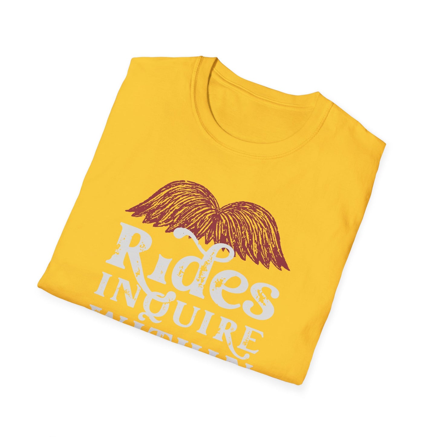 Mustache Rides - Inquire Within Cotton T-Shirt