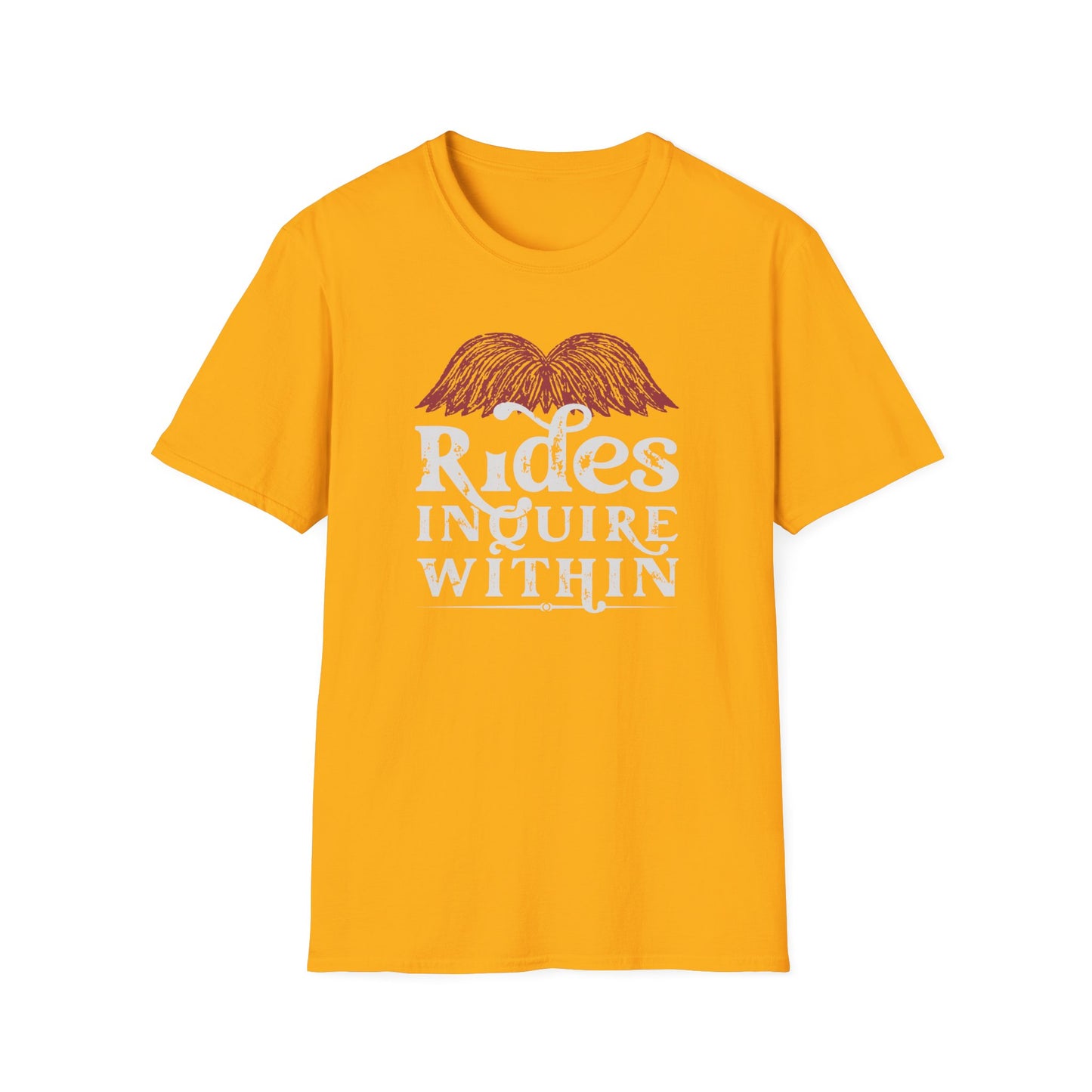 Mustache Rides - Inquire Within Cotton T-Shirt